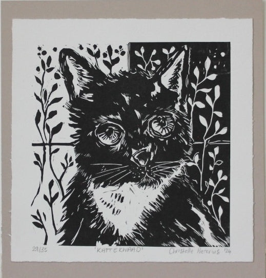 Kattekwaad - Lino print
