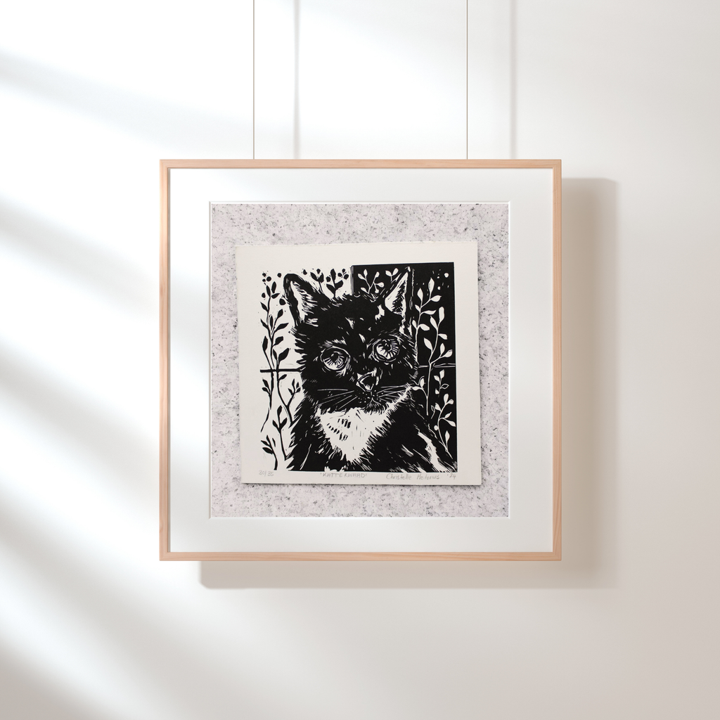 Kattekwaad - Lino print