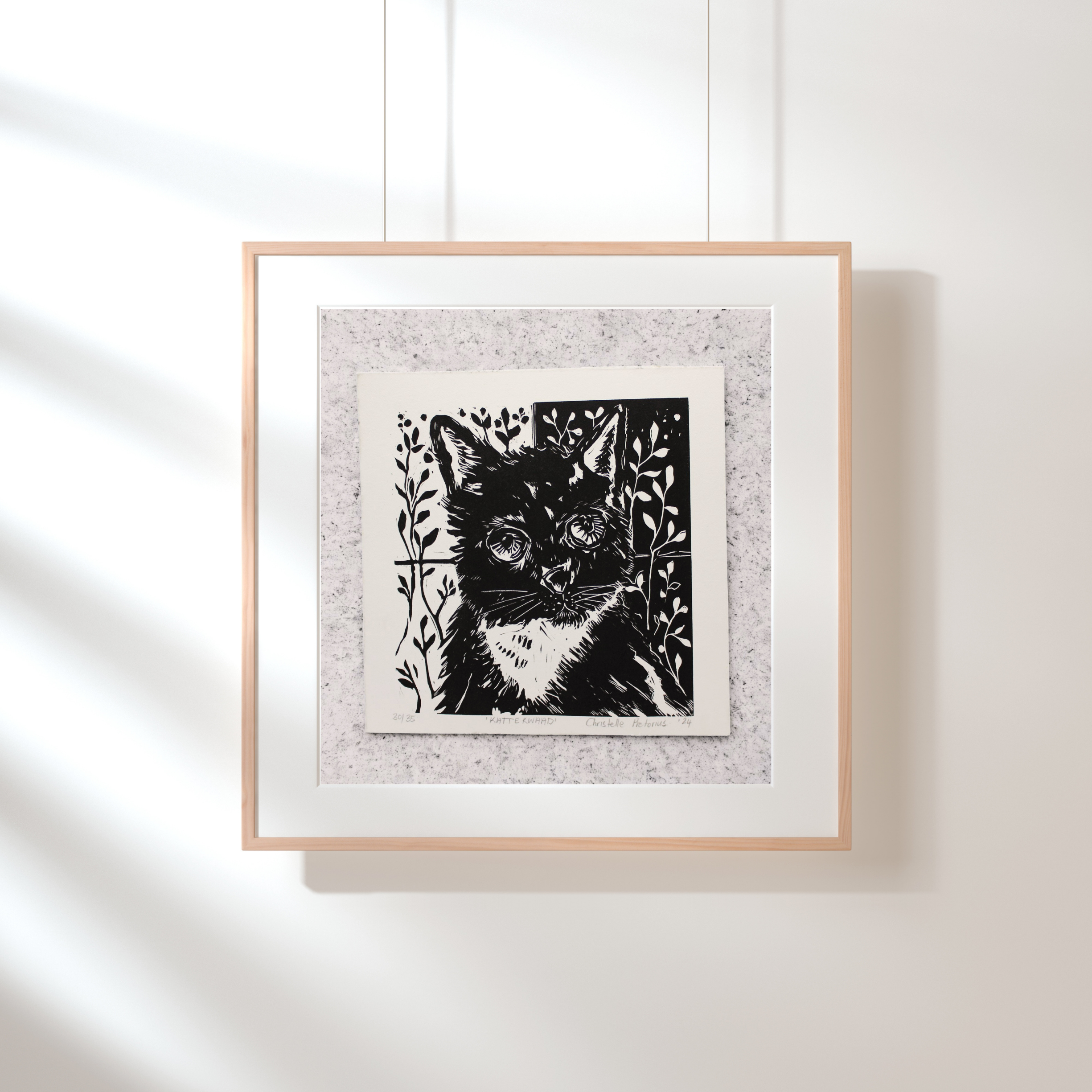 Kattekwaad - Lino print